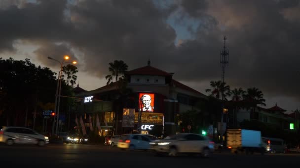 Twilight Cloudy Sunset Time Bali Island Denpasar City Traffic Street — Stock videók