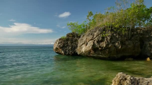 Sunny Evening Bali Island Famous Jumbaran District Beach Bay Rocks — ストック動画