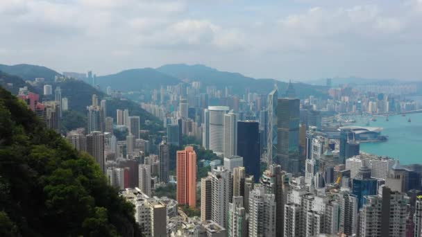 Panorama Portu Victoria Panoramą Miasta Ciągu Dnia Hongkong — Wideo stockowe