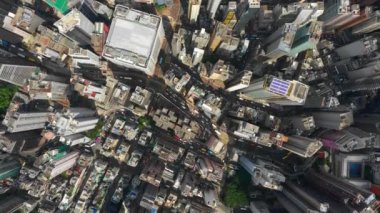 Hong Kong 'un gündüz hava manzarası, 4K 