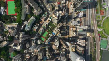 Hong Kong 'un gündüz hava manzarası, 4K 