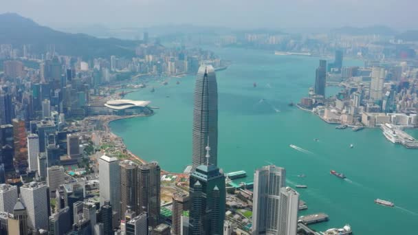 Повітряна Панорама Вікторії Має Цитарний Ландшафт Денний Час Hong Kong — стокове відео