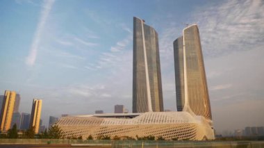 Nanjing şehrindeki uluslararası gençlik kültür merkezi, Çin, 4k 