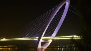 Gece vakti Nanjing şehri, Çin, 4k aydınlandı.