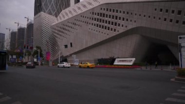 Nanjing şehrinde sokak trafiği, Çin, 4k panorama  