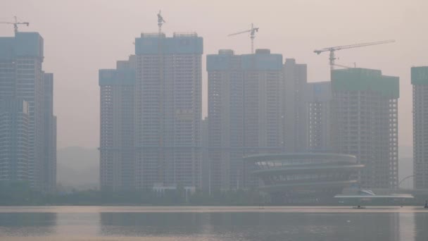 Twilight Changsha Stad Sjö Park Bay Lägenhet Komplex Konstruktion Moderna — Stockvideo