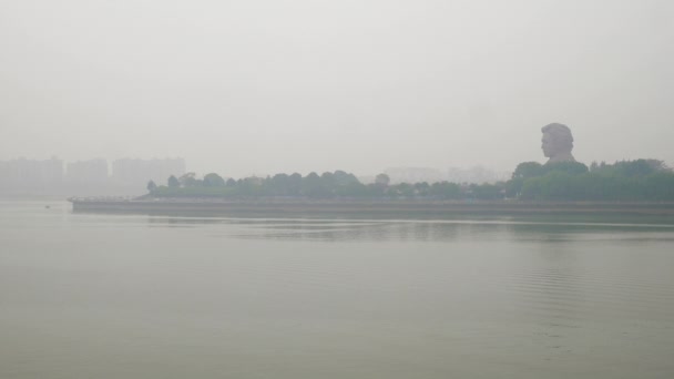 Regenachtige Dag Changsha Stad Rivier Baai Beroemde Eiland Park Monument — Stockvideo