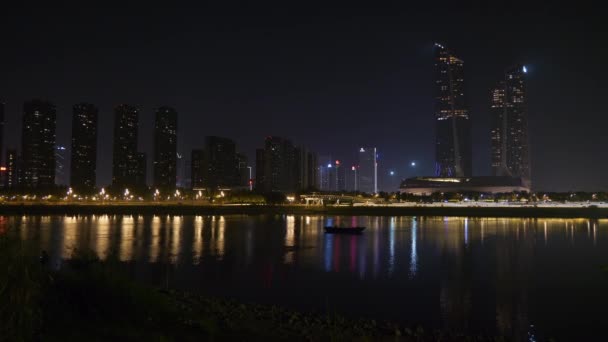 夜景照亮了中国南京市 — 图库视频影像