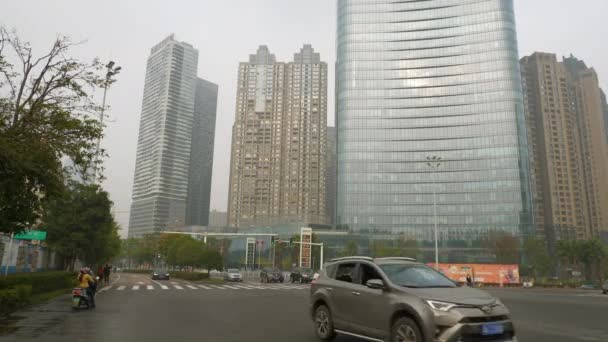 Día Tiempo Changsha Ciudad Tráfico Calle Lado Panorama China — Vídeo de stock