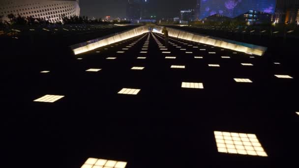 Panorama Night Time Illuminated Nanjing City China — Stock Video