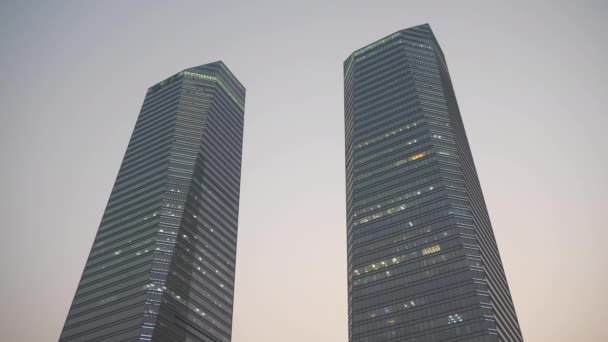 Twilight Iluminare Changsha Oraș Faimoase Turnuri Afaceri Față Sus Vedere — Videoclip de stoc
