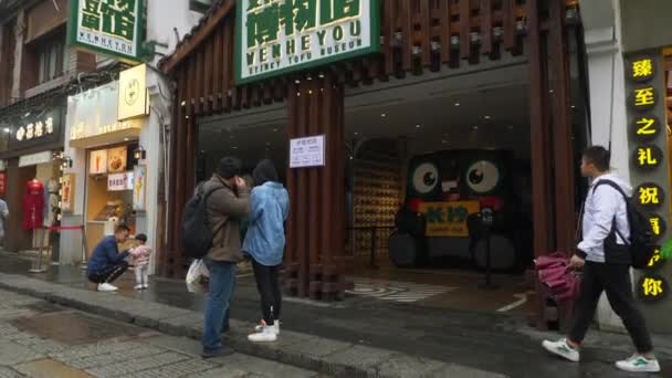 Day Time Changsha City Center Famous Old Pedestrian Walking Street — Stock Video