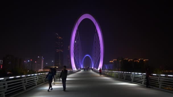 Night Time Illumination Nanjing City China Panorama — Stock Video