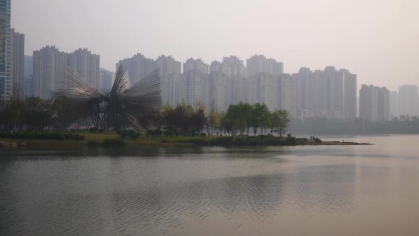 Twilight Time Changsha Oraș Celebru Parc Lac Arta Monument Apartament — Videoclip de stoc