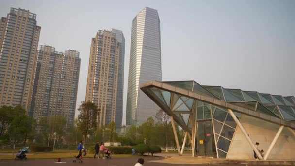 Ora Seară Changsha Oraș Modern Living Complex Turnuri Afaceri Parc — Videoclip de stoc
