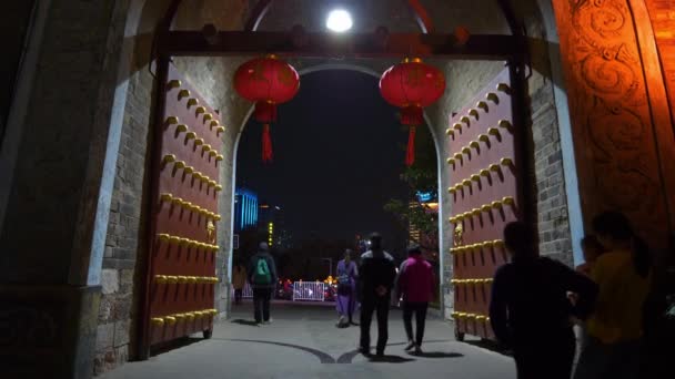 Folkets Entré Promenader Nanjing Stad Kina — Stockvideo