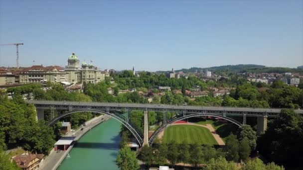 Flygfoto Panorama Över Bern Stad Solig Dag Switzerland — Stockvideo