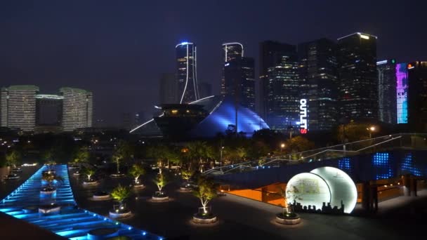 Nacht Verlichting Hangzhou Stad Centrum Modern Centrum Grand Theater Park — Stockvideo