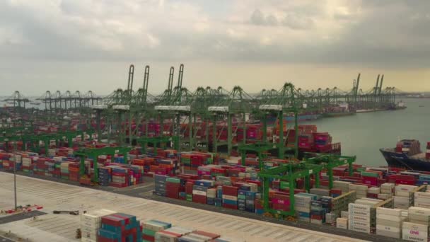 新加坡著名港湾的空中全景 — 图库视频影像