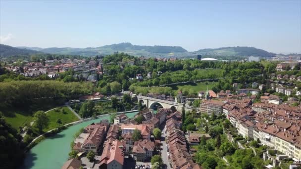 Flygfoto Panorama Över Bern Stad Solig Dag Switzerland — Stockvideo