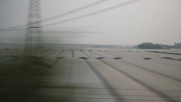 Qingdao Nanjing Città Tramonto Tempo Treno Viaggio Strada Vista Industriale — Video Stock