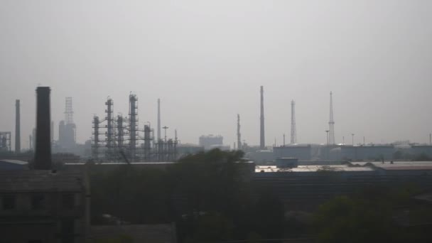 Qingdao Nanjing Město Západ Slunce Čas Vlak Výlet Průmyslový Pohled — Stock video
