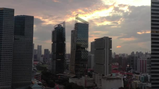 Antennenpanorama Über Singapurs Straßen Bei Tag — Stockvideo