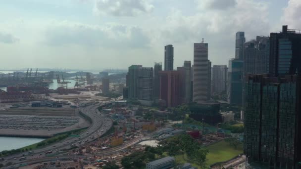 Εναέρια Πανόραμα Πάνω Από Τους Δρόμους Της Σιγκαπούρης Την Ημέρα — Αρχείο Βίντεο
