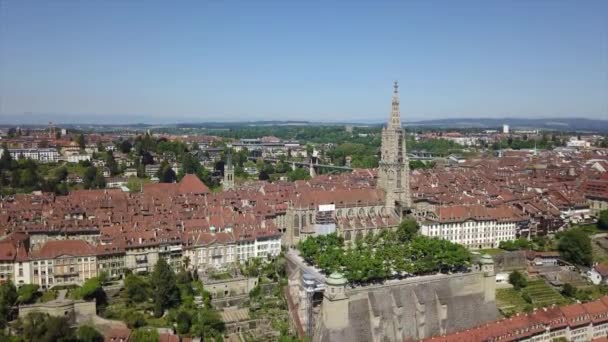 Luchtfoto Panorama Van Bern Stad Zonnige Dag Zwitserland — Stockvideo