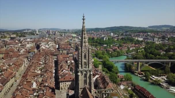 Letecké Panorama Města Bernu Slunečného Dne Švýcarsko — Stock video