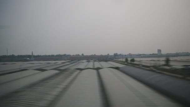 Qingdao Till Nanjing Stad Solnedgång Tid Tåg Väg Resa Industriell — Stockvideo