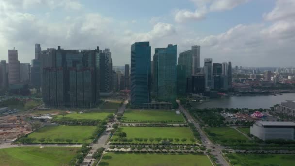 Antennenpanorama Über Singapurs Straßen Bei Tag — Stockvideo