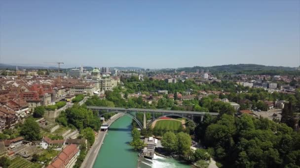 Flygfoto Panorama Över Bern Stad Solig Dag Switzerland — Stockvideo
