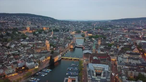 Воздушная Панорама Залива Цюрихского Озера Швейцария — стоковое видео