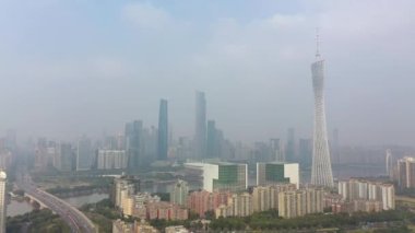 Guangzhou şehrinin hava manzarası, Çin 4K
