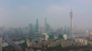 Guangzhou şehrinin hava manzarası, Çin 4K