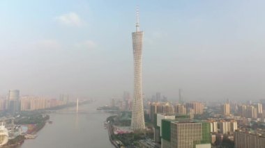 Guangzhou şehrinin hava manzarası, Çin 4K