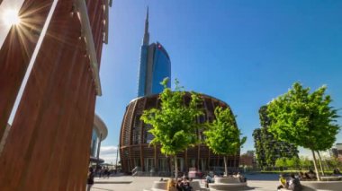 Milano, İtalya 'daki ünlü modern blok binaları, zaman aşımı 