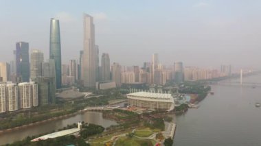 Guangzhou şehrinin hava manzarası, Çin 4K