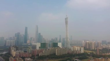 Guangzhou şehrinin hava manzarası, Çin 4K