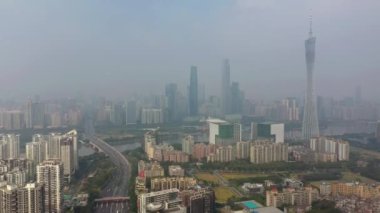 Guangzhou şehrinin hava manzarası, Çin 4K