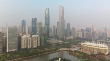 Guangzhou şehrinin hava manzarası, Çin 4K