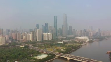 Guangzhou şehrinin hava manzarası, Çin 4K