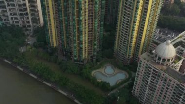 Guangzhou şehrinin hava manzarası, Çin 4K