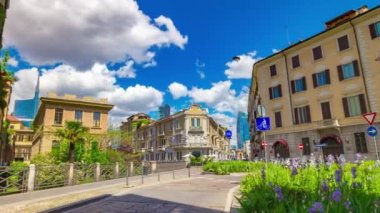 Milano, İtalya 'da modern bloklar panorama, zaman aşımı 