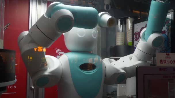 Nanjing Miasto Ulica Robot Przez Okno Porcelany — Wideo stockowe