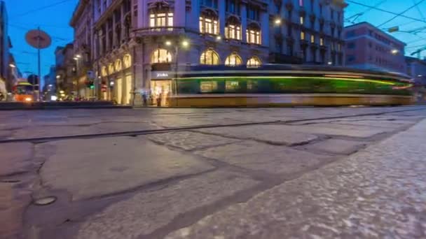 Panorama Del Tráfico Urbano Milán Italia Time Lapse — Vídeos de Stock