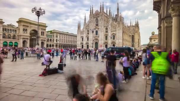 Berühmt Überfüllter Domplatz Mailand Italien — Stockvideo