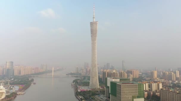 Авиационная Панорама Города Гуанчжоу Китай — стоковое видео