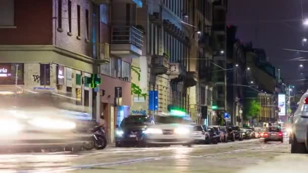 Panorama Van Milaan Stadsverkeer Italië Time Lapse — Stockvideo